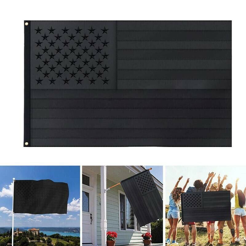 3x5FT All Black American Flag US Black Flag Tactical Decor Blackout
