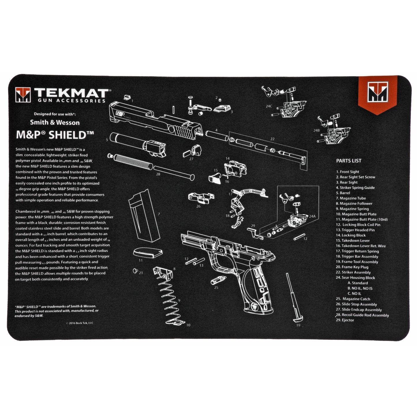 Tekmat Pistol Mat S&w M&p Shield Blk