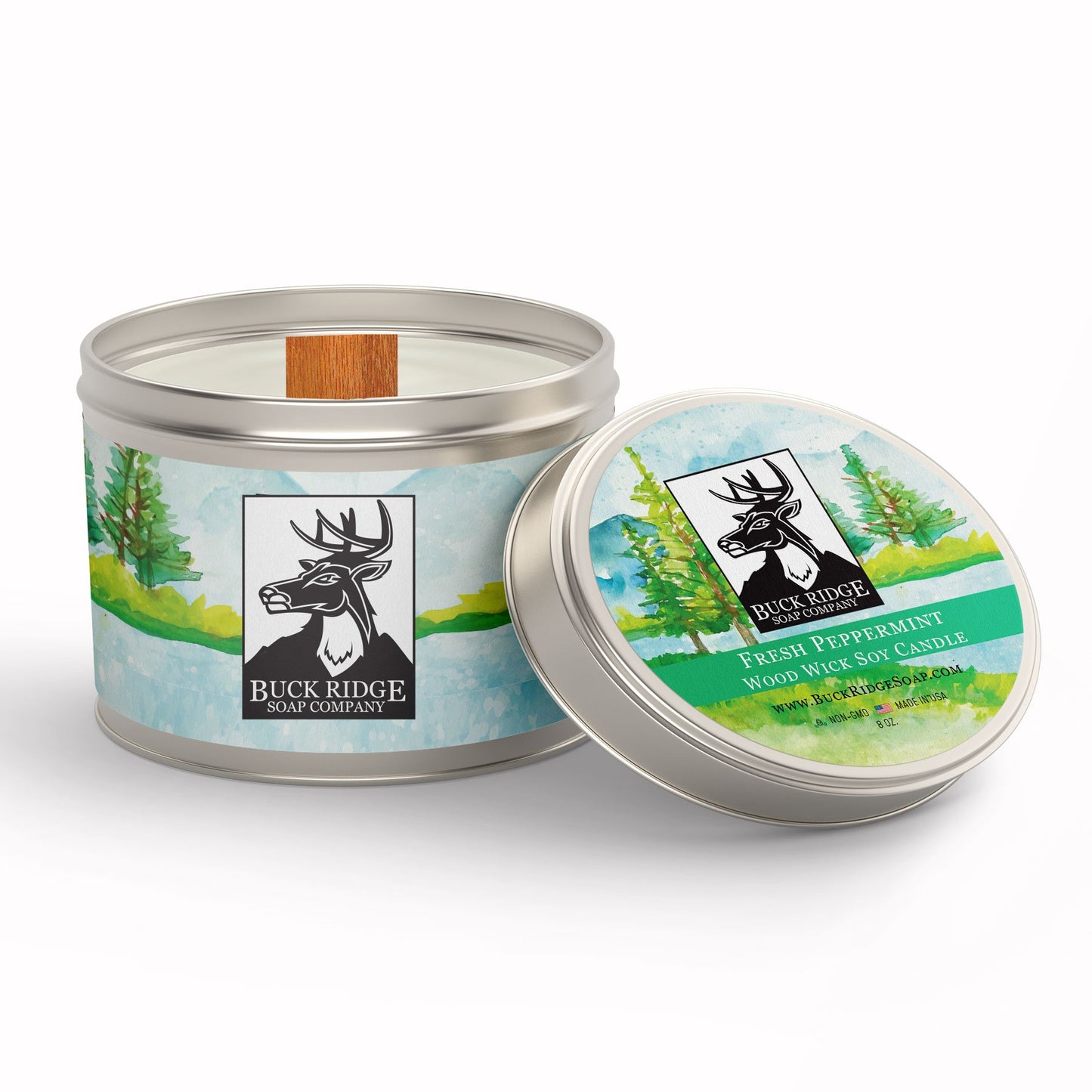 Fresh Peppermint Sustainable Wood Wick Soy Candle