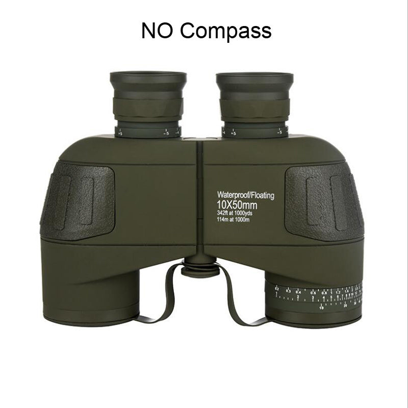 HD 10X50 High Power Binoculars with Rangefinder Compass for Hunting Boating Bird Watching Nitrogen Floating Waterproof