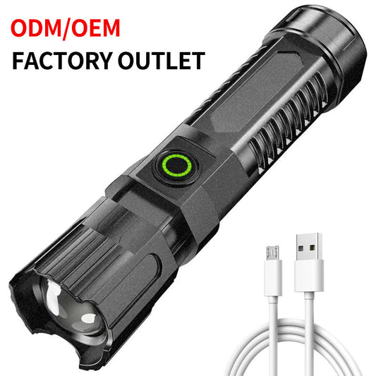 Strong light flashlight household portable USB rechargeable mini multi-function tactical outdoor led small flashlight wholesale