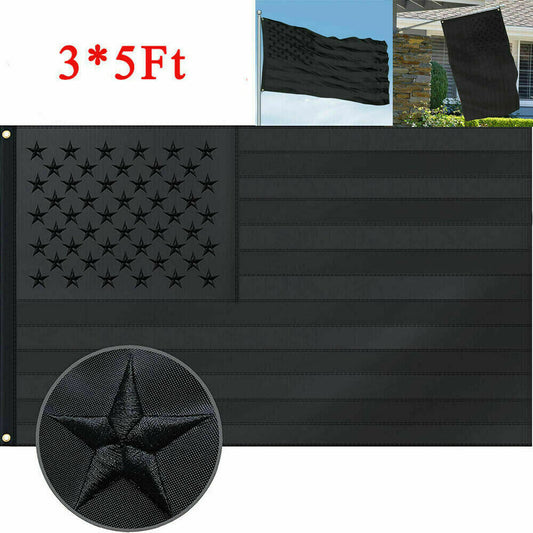 3x5FT All Black American Flag US Black Flag Tactical Decor Blackout