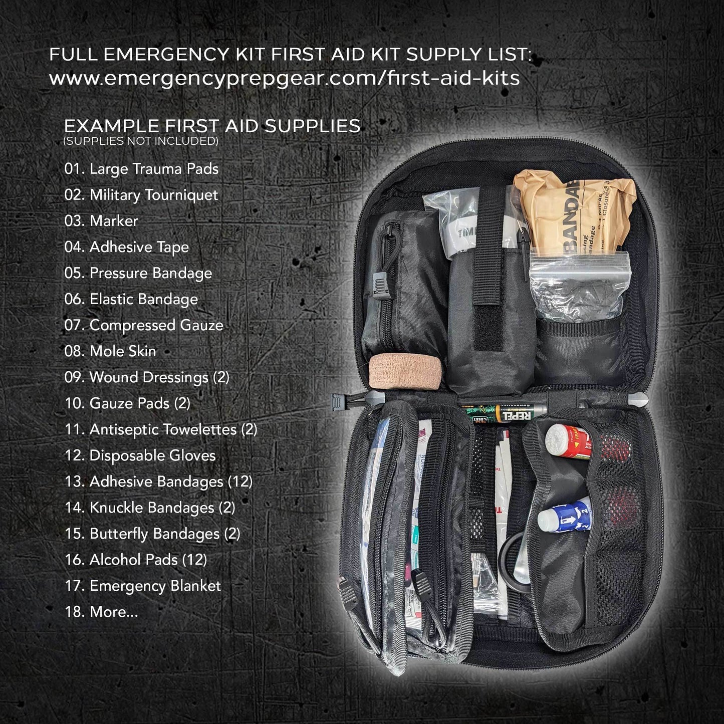 First Aid MOLLE Bag for First Aid Kits (IFAK) | Emergency;  Backpacking;  Travel;  Tactical;  Go Bag;  Bug Out Bag;  72 Hour Kit;  Essentials;  EDC;  EMT;  IFAK;  Survival | (Bag Only)