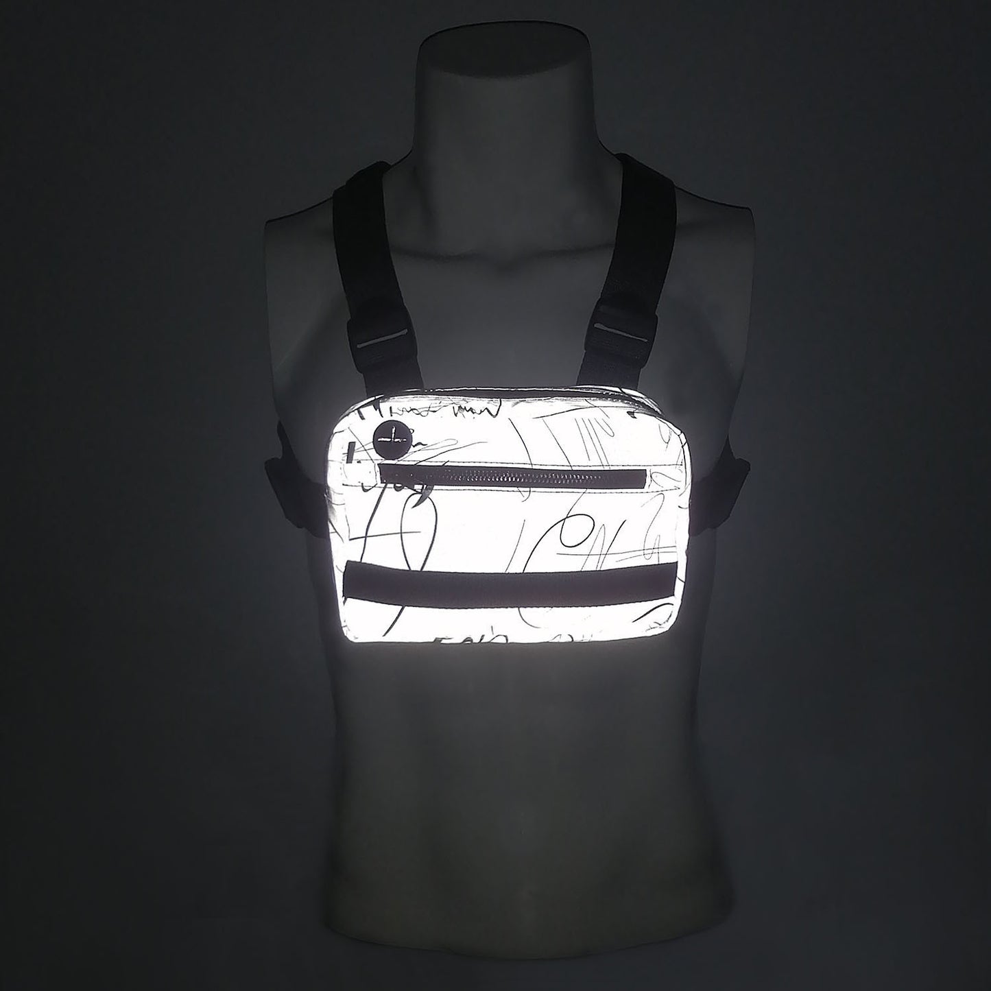 Chest Rig Bag Reflective Tactical with Multi Pockets for Night Running Cycling Walking Trekking Jogging Climbing