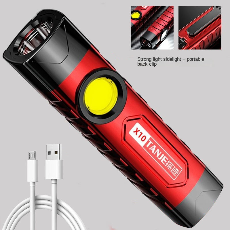 Cross border small flashlight household portable cob rechargeable tactical function led waterproof mini bright flashlight wholesale
