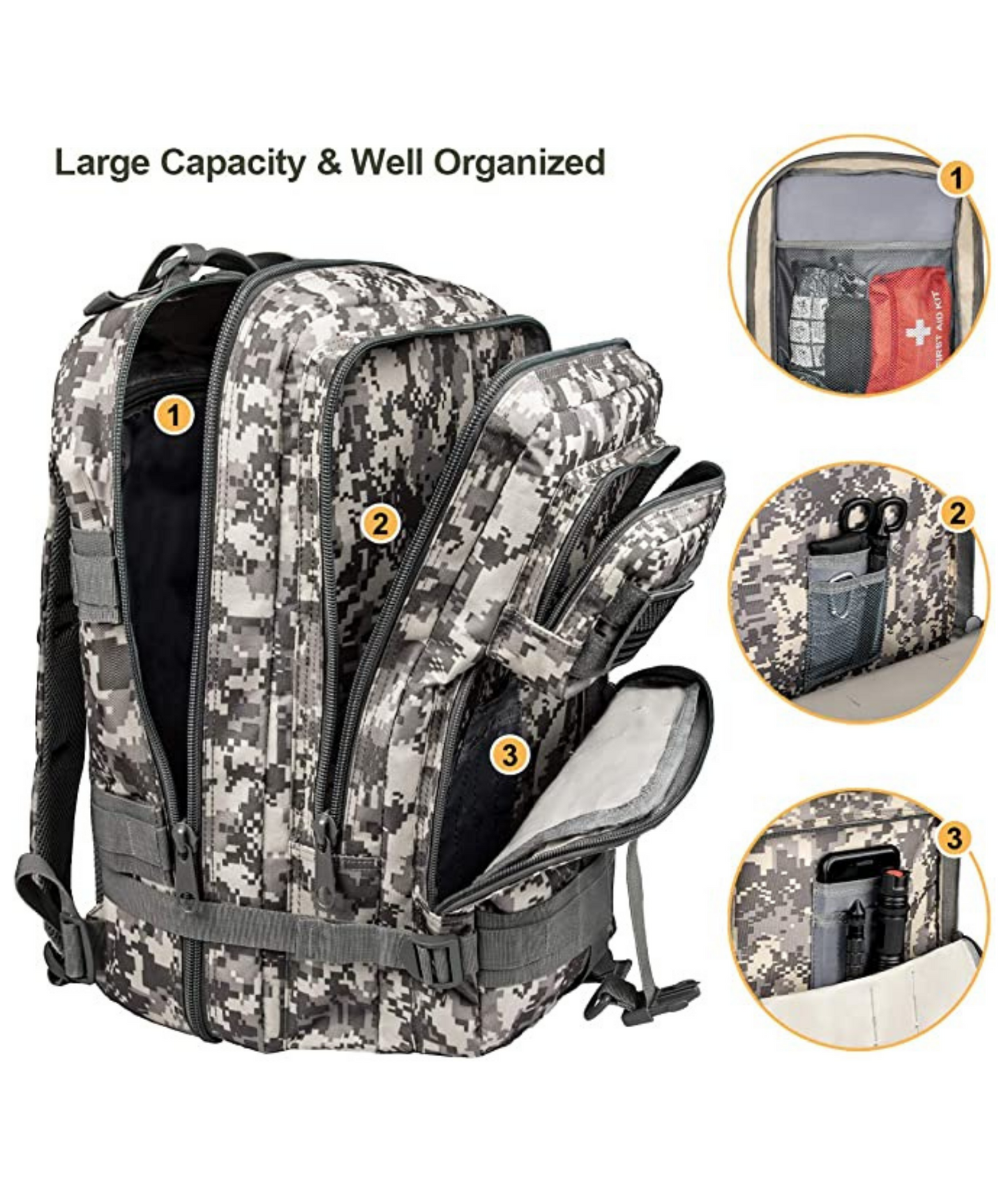 Military 3P Tactical 25L Backpack | Army Assault Pack | Molle Bag Rucksack | Range Bag