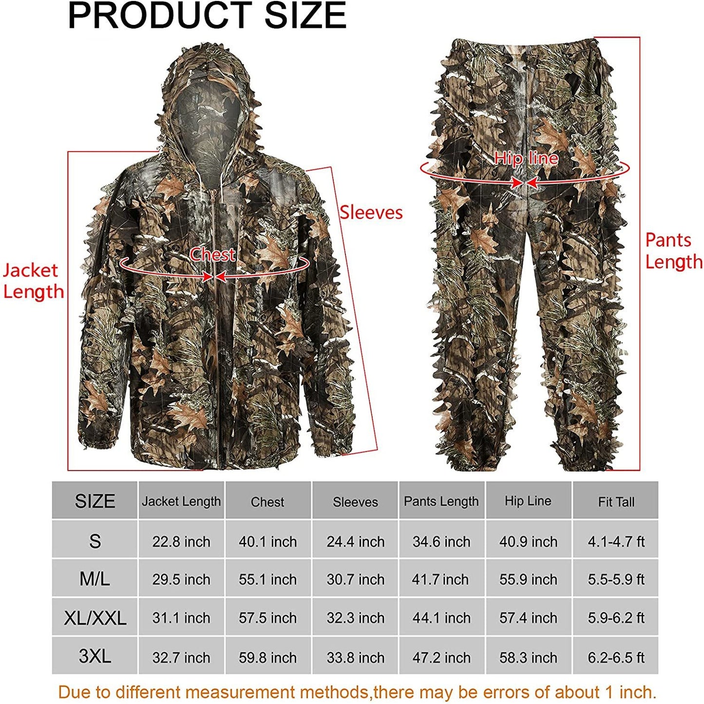 Kylebooker 3D Bionic Maple Leaf Hunting Ghillie Suit Camouflage Sniper Clothing